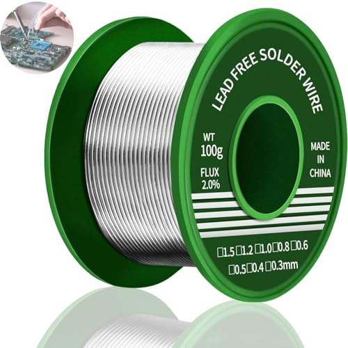 ieron Filo per saldatura da 100 g, 0,8 mm, senza piombo, Sn99.3 Cu0.7, con nucleo in colofonia per componenti elettronici di saldatura elettrici, riparazione e fai da te