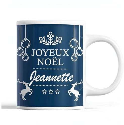 Tasse Noël Jeannette | Mug prénom femme Idée Cadeau de Noël original Bleu