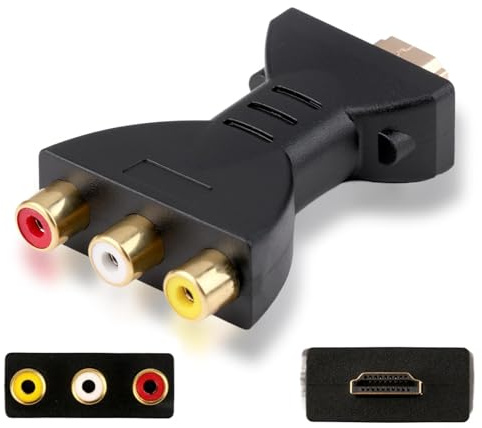 1080P HDMI to AV Adapter, High-Definition HDMI to 3 RGB RCA Adapter, Gold Plated Component Connector Digital Signal Converter for TV Stick, Roku, Chromecast, Apple TV, PC, Laptop, Xbox, HDTV, DVD