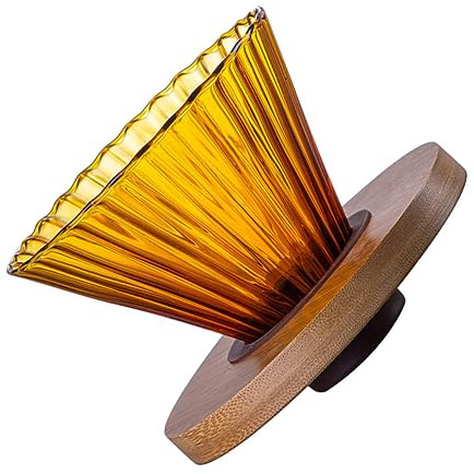 SOESFOUFU Entonnoir à Café Filtre et Cône en Verre Borosilicate Grand Format, Support en Bois Naturel, Infusion Lente pour Usage Domestique et Préparation Café Artisanale, Ustensile