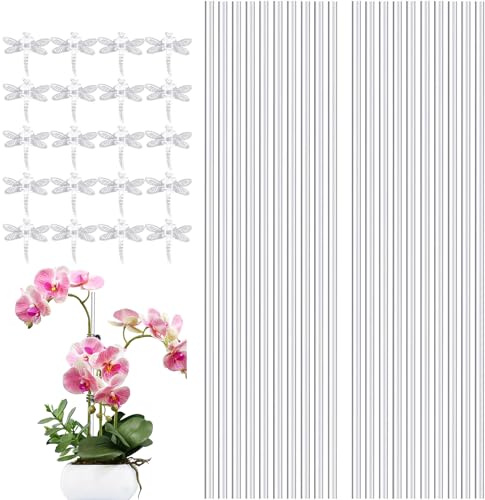 20 pali per piante in acrilico, supporto trasparente per piante con 20 clip per orchidee, bastoncini trasparenti per piante da giardino, interni ed esterni