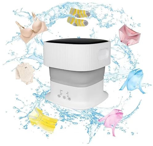 HAZARA Lavatrice Portatile Pieghevole, 9L Mini Lavatrice con Centrifuga con Luce Blu E agli Ioni d'Argento ， Mini Lavatrice per Appartamento,Lavanderia,Campeggio,Viaggi