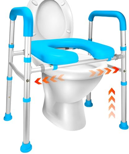 Gillion Erhöhter Toilettensitz mit Griffen für Senioren, Toilettensitzerhöhung für ältere Menschen, 180 kg, verstellbare Breite und Höhe, hochwertiger erhöhter, Stabiler Toilettensitz für Senioren,