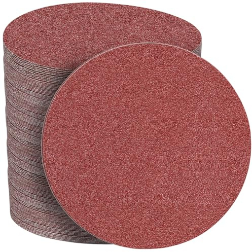 STEBRUAM 50 Stück Schleifpapier 150mm Klett 120 Körnung | No Loch Schleifscheibe,6 Zoll Schleifscheiben Set für Auto Holz Metall Lack Stein Glas und Möbel