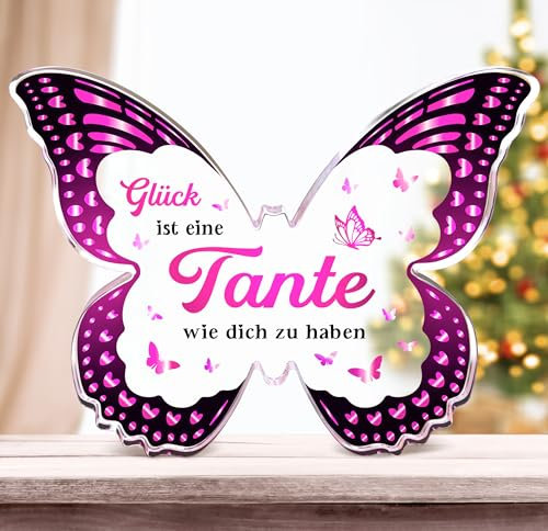 JOYVADO Tante Geschenke Weihnachten, Du wirst Tante Geschenk, Schmetterlings Acryl Briefbeschwerer zum Ihr Geburtstag Erntedank