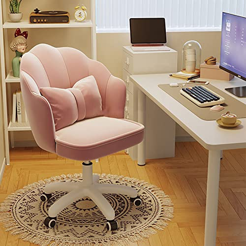 Exquisiter verstellbarer Schminkstuhl aus Samt mit Armlehnen – bequem und flauschig für – idealer Drehstuhl für Führungskräfte – perfekt für Schlafzimmer und das Home-Office – gepolsterter Computer-Sc