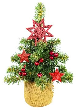 Geschmückter künstlicher Weihnachtsbaum mit 24 Ornamenten Tiny 6 im Topf 25 cm