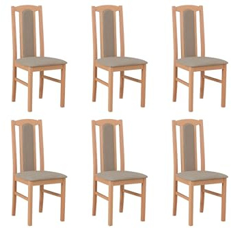 LeafDesign Esszimmerstühle 6er Set, Massivholz, Gepolstert, Natur Buche | Küchenstühle, Esstischstühle und Essstühle für Wohnzimmer, Restaurant, Café, Hotel und Gastronomie – hoher Sitzkomfort