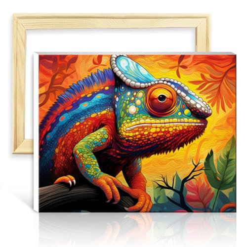 TANGFEIY Leinwand-Zeichen- und Malset, Chamäleon-Leinwand, Ölgemälde zum Selbermachen mit Pinseln und Acrylpigmenten auf Heimdekorations-Malerei, Geschenk, DIY-Rahmen (30 x 40 cm)