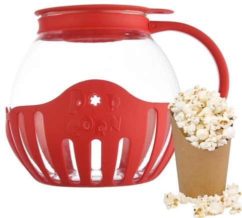 Popcorn Maker, Mikrowelle Popcorn Maker, Popcorn Mikrowelle, Mikrowelle Popcorn Popper, Popcorn Popper Schüssel mit Deckel, Temperatursicheres Borosilikatglas, Spülmaschinenfest