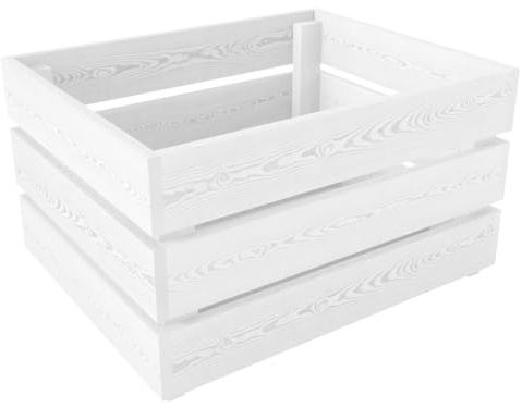 Lermowood Holzkisten Box0522 50 x 40 x 28cm Weiß | Dekokisten aus Holz Massive Holzkiste Regalkiste Weinkiste