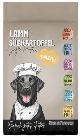 PAULI's Trockenfutter der Klassiker Lamm & Süßkartoffel für Hunde| Naturprodukt| Single/Mono Protein| Getreidefrei| gut verdaulich| ohne Konservierungsstoffe| ohne Zusatzstoffe| alle Rassen 1x 5Kg