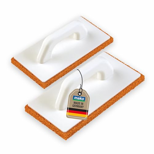 2x mako Reibebrett 18 mm - Schwammgummibelag Feinputz | Leichter Kunststoff, ergonomisches Design, präzise Glättungsergebnisse bei Feinputzarbeiten