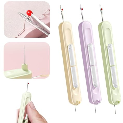 JClorix Infila Ago Automatico & Scucitore 2-in-1, 3 Pezzi con Design Telescopico per Macchina da Cucire e Cucito a Mano | Testina Doppia Protetta, Ideale per Anziani e Principianti