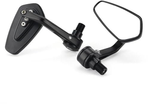 NRTNRFQW Lenkerspiegel Motorrad-Lenkerendenspiegel Griff Seitenreflektor Aluminium Schwarz MT07 MT09 MT10 SP FZ07 XSR700 MT10SP XSR 700 900