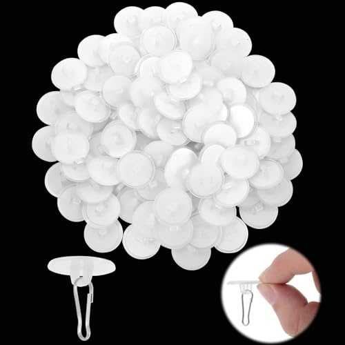 Meyeyaia 100 Stück Deckenhaken Selbstklebend, Kleine Transparente Klebehaken Decke Ohne Bohren für Schlafzimmer, Badezimmer, Küche, Karneval Dekorationen
