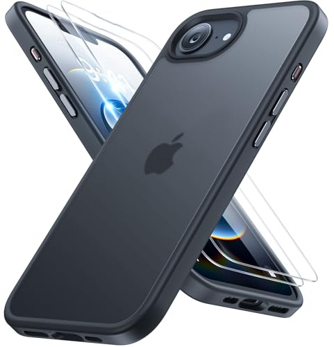 Miracase für iPhone 17e / 16e Hülle mit 2 9H+ Panzerglas, Schwarz-w