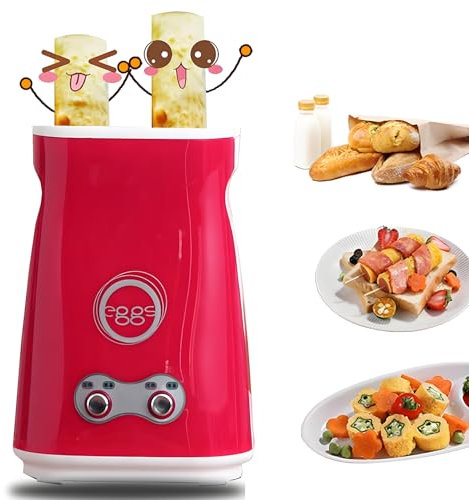 Electric Egg Roll Machine, Automatic Double Egg Omelette Diy Breakfast Hot Dog Rolls Maker Egg Cooker, Independent Temperature Control, Non-stick Cup, Egg Boilers For Sausage Rolls Maker red