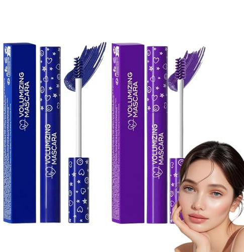 2PCS Coloured Mascara,Blue & Purple Eyelash to cream,Coloured Mascara for Eyes,False Lash Effect Mascaras,Waterproof and Long-Lasting,Effect of False Eyelashes,Suitable for Use on the Party