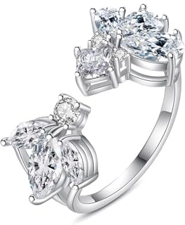 Tolldek Bague de mariage en or blanc 18 carats, véritable moissanite, taille marquise, taille marquise, taille marquise, taille 47 à 65, Or blanc 18 carats (750), Moissanite