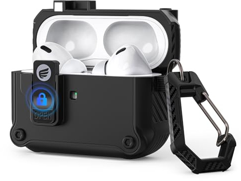 Custodia ORICO AirPods Pro 2/1: Anticurto, apertura a un pulsante, chiusura magnetica, nera con moschettone (2022/2019)