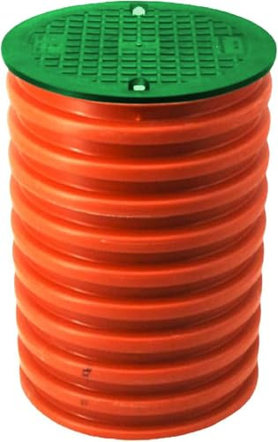 Megaastore KG Steigrohr Schachtrohr Wellrohr DN315 Länge 0,5m bis 1m Kanalschacht Kanalrohr Abwasser (DN 315) | mit PP Schachtdeckel, Abdeckung DN315 Druckklasse A15 Grün (0,5 m Rohr mit Deckel)