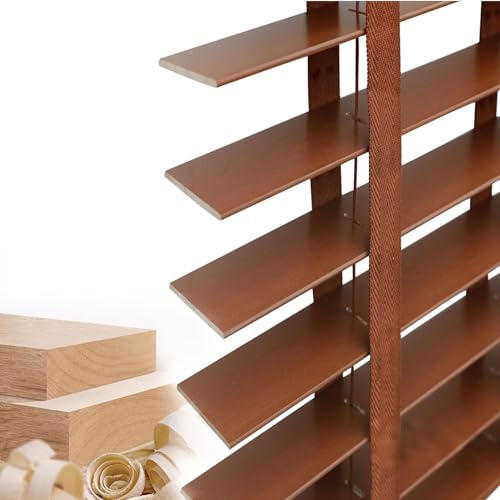 Holzjalousie Jalousie aus Holz Tür und Fensterjalousie 60 85 40 50 75 88 96 102 110 180 50 220 130 145 150 Jalousien Blickschutz Fenster 5 cm breite Lamellen Horizontal Innenjalousien(Braun)