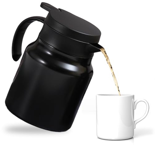 1.5 L Pichet Isotherme, Carafe À Café Thermique, Carafe Thermique, En Acier Inoxydable Carafes À Café Domestique D'eau Isolée Sous Vide Isotherme En Acier Inoxydable (Noir)