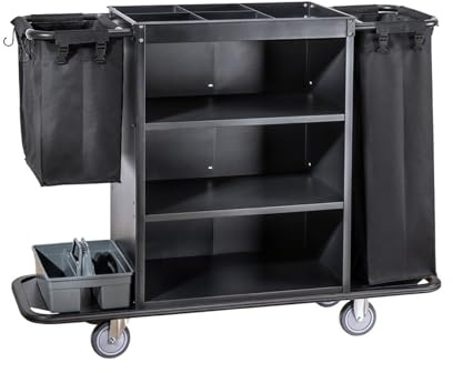 Multifunktionaler Reinigungswagen für Hotels Handschieber Reinigungswagen mit Stofftasche für effiziente Raumreinigung & Gästeservice & vielseitiger Reinigungswagen