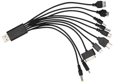 Rzcin Black 10 in 1 Universal USB Cable, Multiple Universal Charging Cable for Cell Phones Blutooth Earphone Speaker Adapter Cable, 20cm Data Cable，Cables and Interconnects，USB Cables