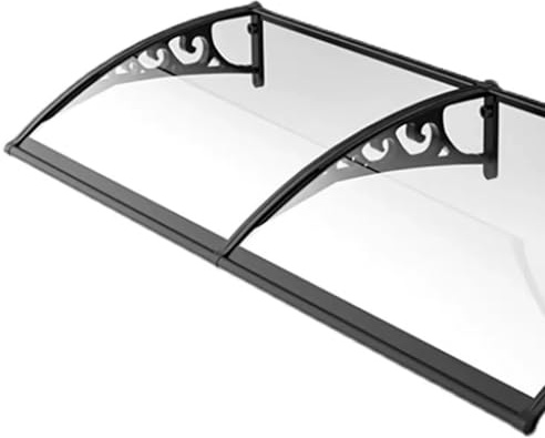 Auvent de Porte d'Entrée,Marquise Solaire Abri en Polycarbonate,Auvent Fenêtre Incurvé Contre la Pluie et UV,Cadre en Aluminium et Toit Transparent,pour Terrasse Balcon (60x300cm/24 x118)