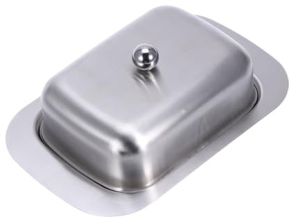 ROMISBABA Mantequillera Acero Inoxidable con Tapa Plato para Mantequilla y Queso Recipiente Hermético para Cocina Diseño Antióxido y Mango Fácil de Usar