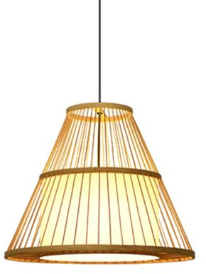 MTNROO Lampada A Sospensione con Paralume Beige Antico Triangolare Lampadario in bambù Intrecciato Lampada A Sospensione Vintage in Stile Giapponese da Soffitto con Cesto di Vimini per Corridoio
