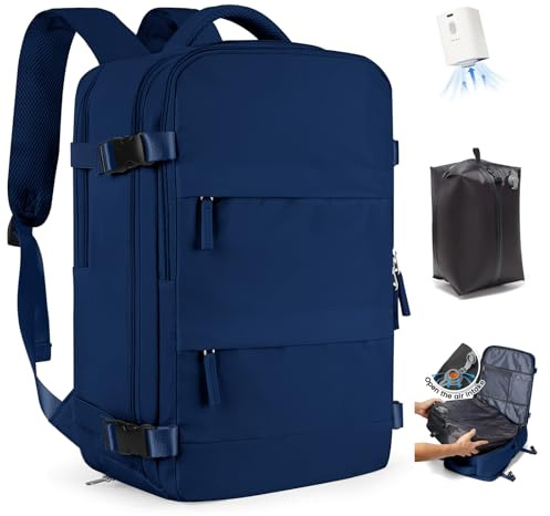 SZLX Mochila al Vacio con Bomba Equipaje de Mano 40x30x20 Ryanair Vueling Wizzair, Mochila Airbag Con Sistema De Vacío Para Viajes, Mochila De Viaje Tamaño Cabina Impermeable Maleta De Vacío Hombres