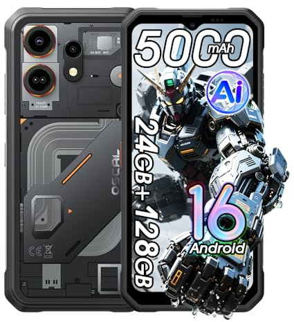 OSCAL Marine 3 Android 16 Téléphone Portable Incassable,24Go+128Go/2To Gemini Al Telephone,6,56FHD+90Hz,Octa-Core,5000mAh Smartphone Incassable,16MP Caméra Al,4G Dual SIM IP68/IP69K,NFC/OTG/GPS,Blanc