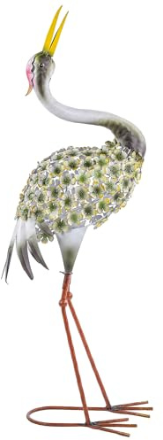 Outsunny Trädgårdsstatyer, metallhägerskulptur, 71 cm fågelstatyer, för gård, damm, terrass, grön