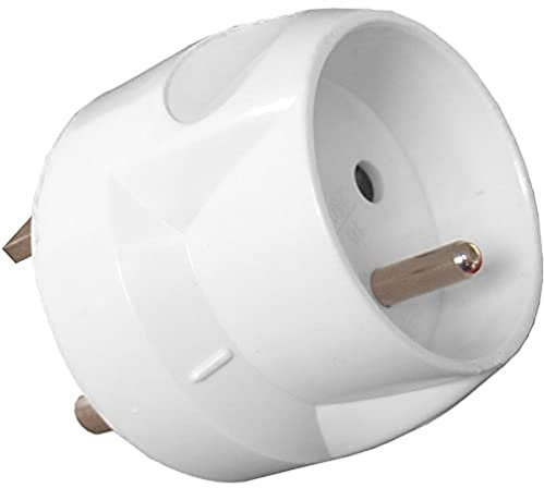 Zenitech - Adaptador/transformador eléctrico con toma de tierra - Toma macho 20A a toma hembra 16A - blanco