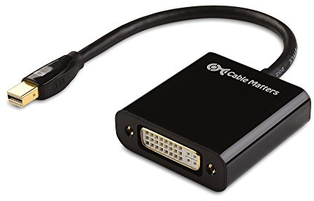 Cable Matters Mini DisplayPort to DVI Adapter (Mini DP to DVI) in Black - Thunderbolt and Thunderbolt 2 Port Compatible
