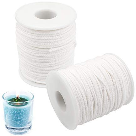 Huayue 2 Rollen Kerzendocht Geflochtene Flachdocht Kerzen Dochte aus Baumwolle Candle Wick Rauchfrei Runddocht für die DIY Kerzenherstellung Kerzendocht zum Basteln von Kerzen (61 M)