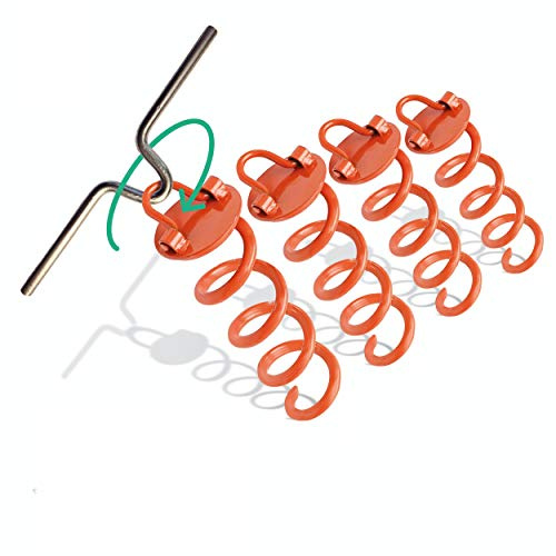 riijk Ancoraggi a Terra in Acciaio da 1 cm Ø per Trampolino e Altalena | 4 pz. + Aiuto a Vite | Ancoraggi di Sicurezza | per Una Presa Extra Sicura | Ancoraggi in Colore Segnale | Pioli a Terra