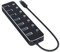 LITTONE® Powered USB 3.0 Hub Aluminum Black 7 Port USB 3.0 Data Hub with 5V/2.4A Power High-Speed Extension Hub with Individual On/Off Switch & LED LM-TC51# (Black)
