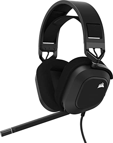Corsair HS80 RGB USB Premium Gaming Headset mit Dolby Audio 7.1 Surround Sound (Rundfunkmikrofon in Broadcast-Qualität, Memory-Schaum-Ohrpolster, High-Fidelity-Sound, langlebige Konstruktion) Carbon