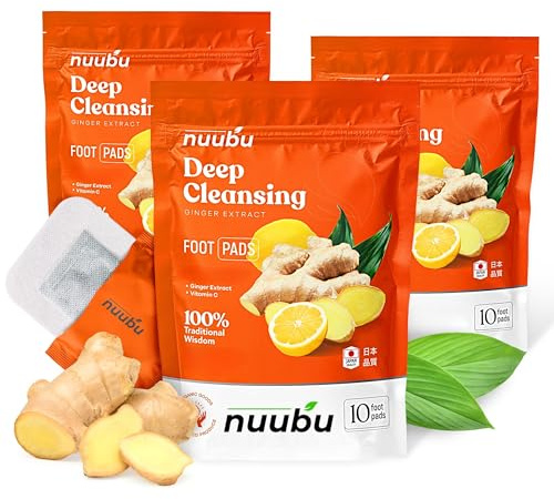 Nuubu Patches pour les pieds (30 Patchs), Patches naturels pour les pieds avec Gingembre et Vinaigre de Bois