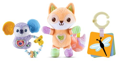 VTech Fox & Friends Geschenkset | Kuscheliger Babyfuchs, musikalische Koala-Rassel & Lernkartei | Babyspielzeug für motorische Entwicklung | geeignet für Kinder ab 0 Monaten