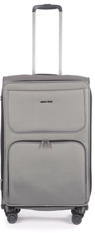 Stratic Bendigo Light + Koffer Weichschale Reisekoffer Trolley Rollkoffer mittelgroß, TSA Kofferschloss, 4 Rollen, Erweiterbar, Größe M, Silver