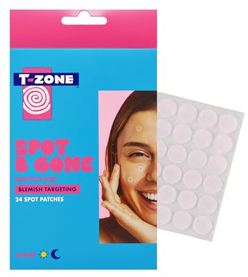 T-Zone Spot B Gone Salicylic Acid Blemish Targeting Spot Patches (24 Pieces) - with Tea Tree to Help Reduce Appearance of Blemishes, Redness, Absorb Impurities & Support Clearer-Looking Skin
