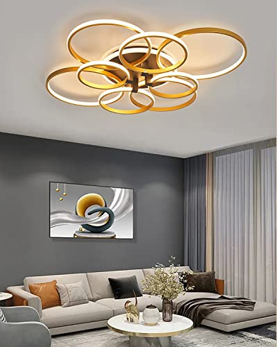 Hsyyz Plafonnier LED moderne pour salle de séjour luminaire de salle à manger avec télécommande plafonnier chambre à coucher éclairage décoratif anneau design lustre (watts, 45)