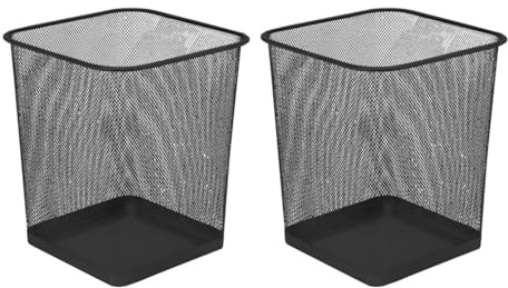 Homeshopa Black Square Mesh Wastebasket Trash Can, Lightweight & Sturdy Metal Waste Paper Bin, Garbage Rubbish Bin for Bathrooms Kitchens Home Offices Living Room Dorm Rooms