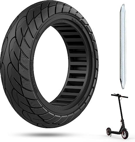 OUXI 10×2,5 Zoll Ersatz-Vollgummireifen 60/70-6.5 Für Ninebot G30 Max /G30D mit 1 Montagewerkzeug für Elektroroller-Vollgummireifen,10x2,5 Zoll Ersatzräder,hochelastischer Elektroroller-Reifen schwarz