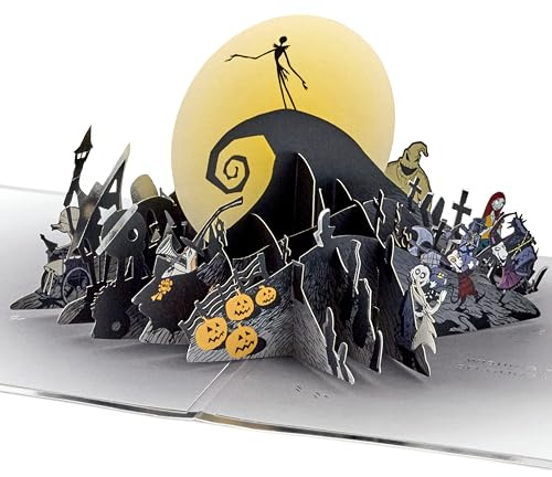 Hallmark Christmas Card, The Nightmare Before Christmas Card, 3D & Pop Up Card, With Gold Foil Details, Black, Navy